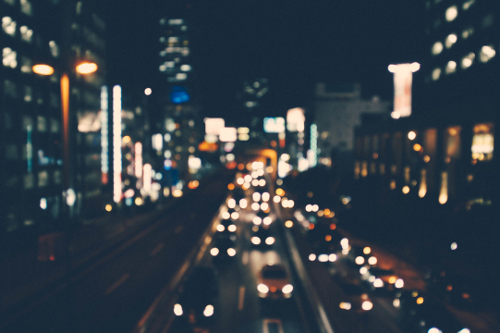 Car traffic on roads at night
